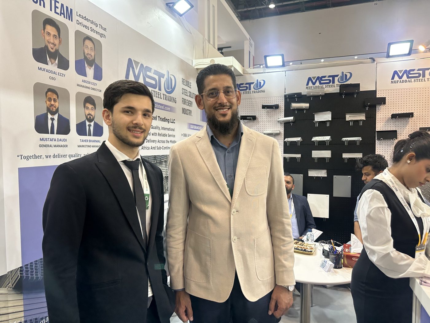 Mufaddal Steel Trading LLC representatives at trade show